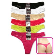 <br />Mamia Women's 247 Frenzy Side Lace Trim Thongs (12 Pack)