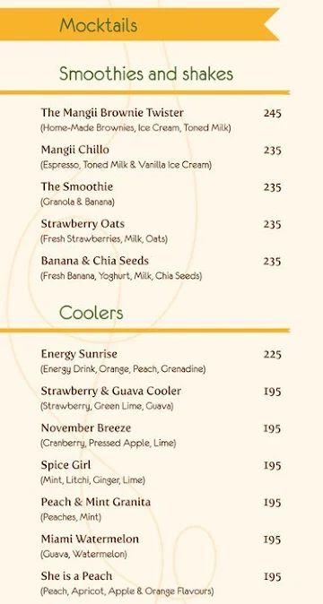 Cafe Mangii menu 