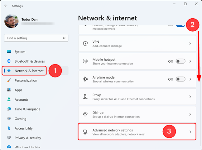 Haga clic o toque Configuración de red avanzada para ver todos los adaptadores de red activos y más