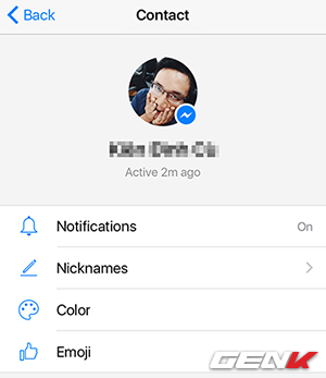 
Chọn Nicknames để đặt biệt danh hoặc Color để thay đổi màu sắc khung chat.
