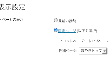 「設定」→「表示設定」の「フロントページの表示」