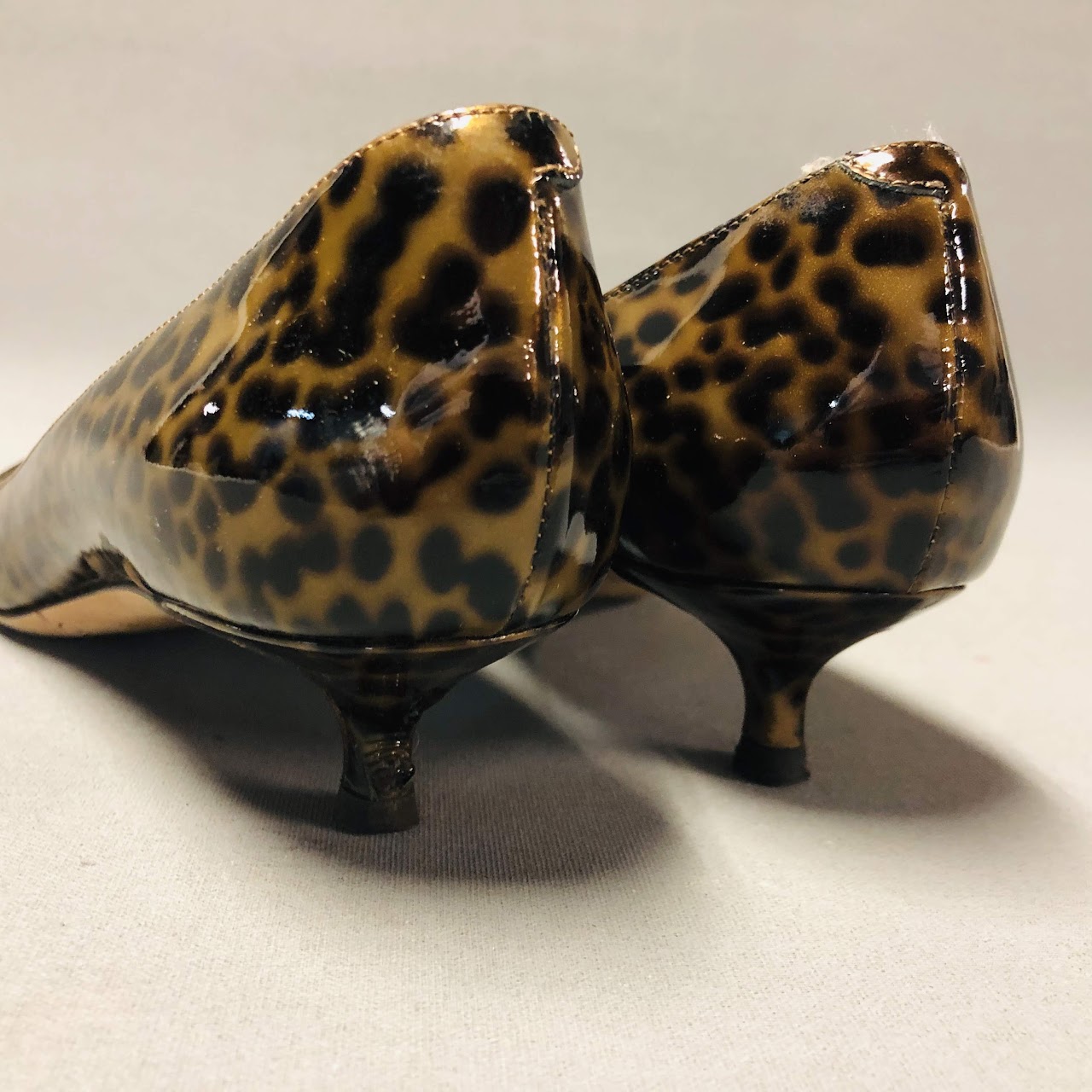 Jimmy Choo Patent Leather Animal Print Kitten Heels