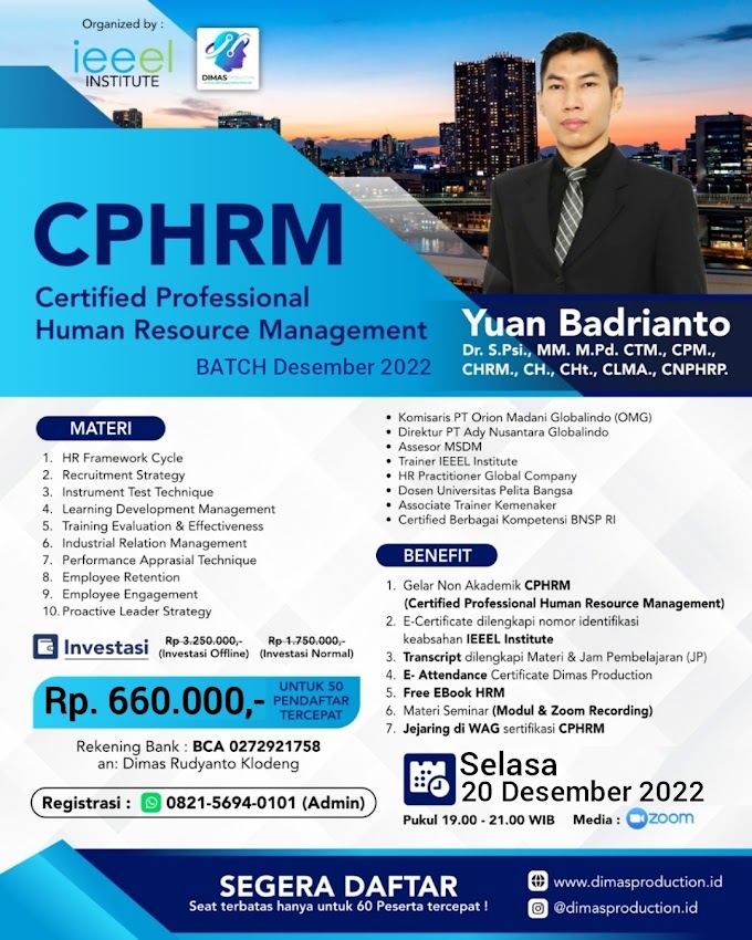 WA.0821-5694-0101 | Certified Professional Human Resource Management (CPHRM) 20 Desember 2022