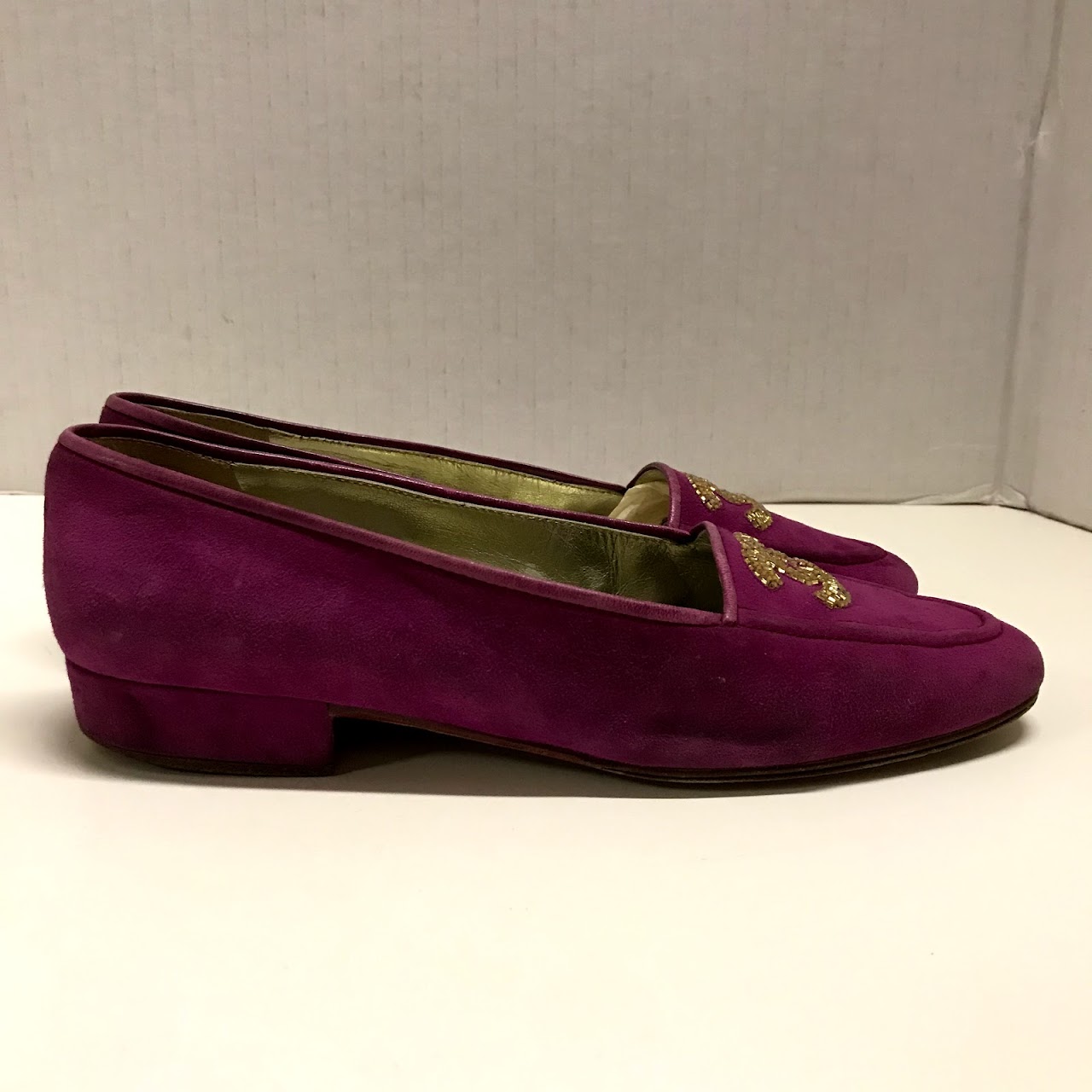 Chanel Purple Suede Loafers