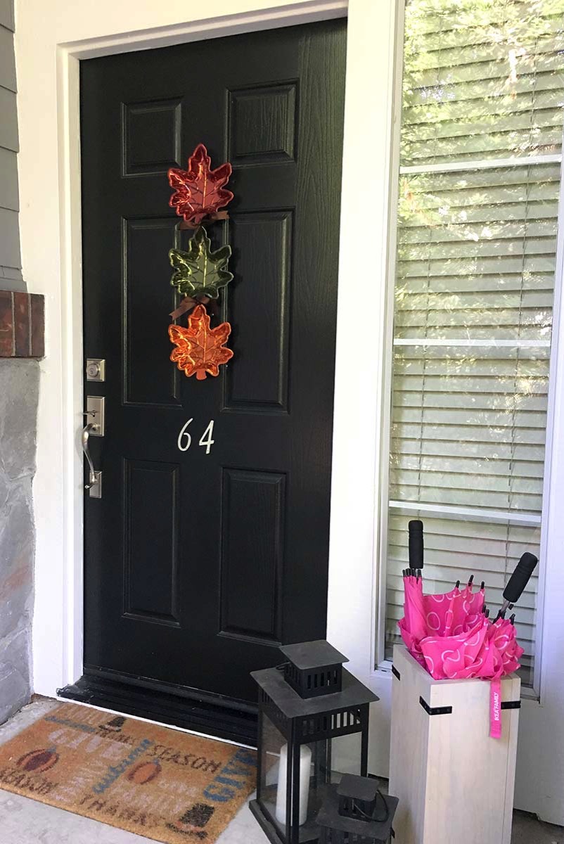 Dollar store leaf front door decor