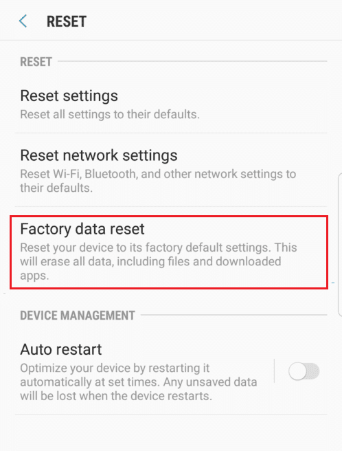 Stuknij w Reset danych fabrycznych |  Jak zresetować Samsung Galaxy S8+