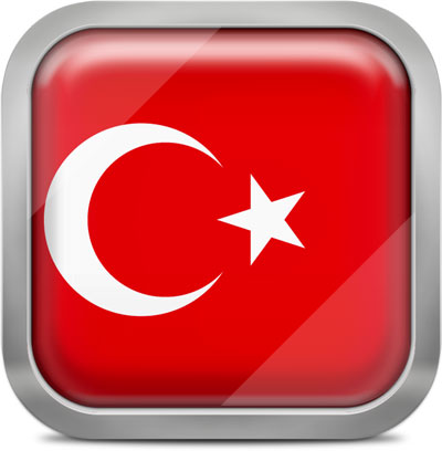 Turkey square flag with metallic frame
