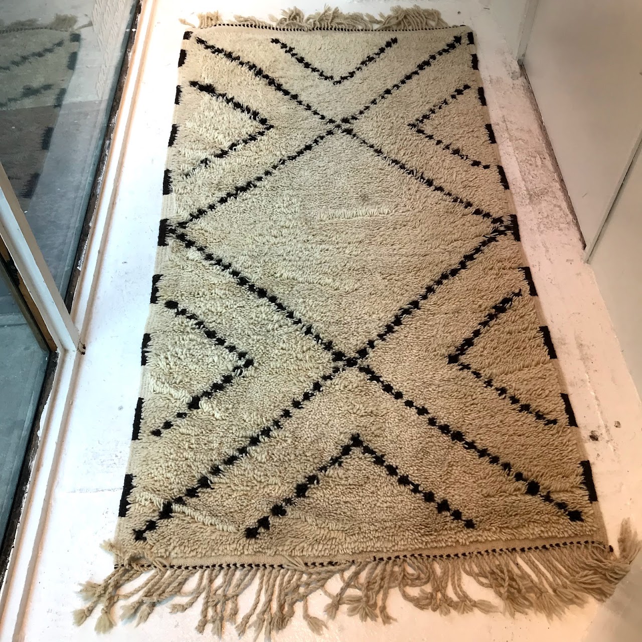 Geometric Wool Shag Area Rug