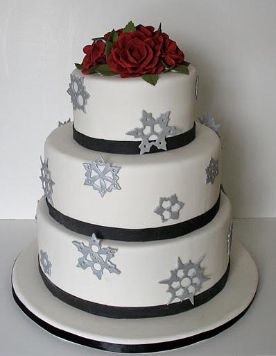 A winter wedding cake with