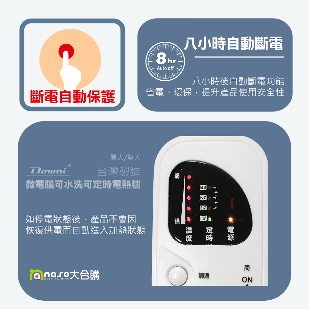 多偉微電腦可水洗安全電熱毯LF-916,EL-520