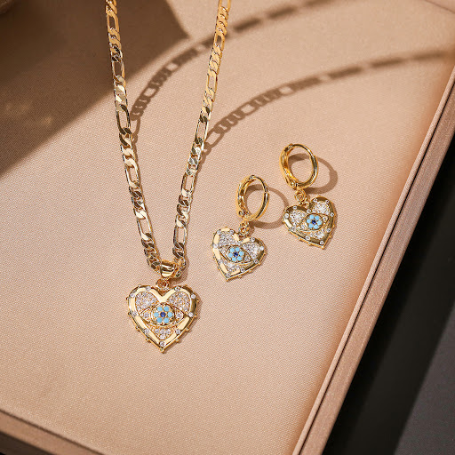 Title 3, Fashion Jewelry Gold Plated Heart Zircon Pendan...