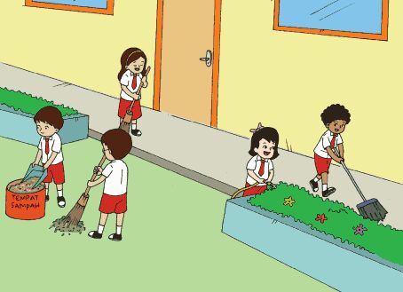  Gambar  Kartun Lingkungan Sekolah yang Simple dan Mudah  