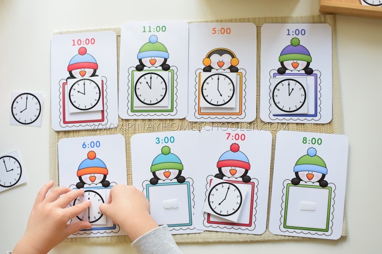 Penguin Themed Matching Clocks to Time