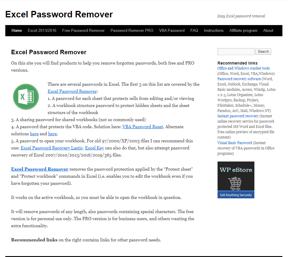 Rimuovere la password con Excel Password Remover