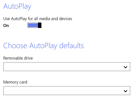 AutoPlay, impostazioni, media, dispositivi, Windows 8.1