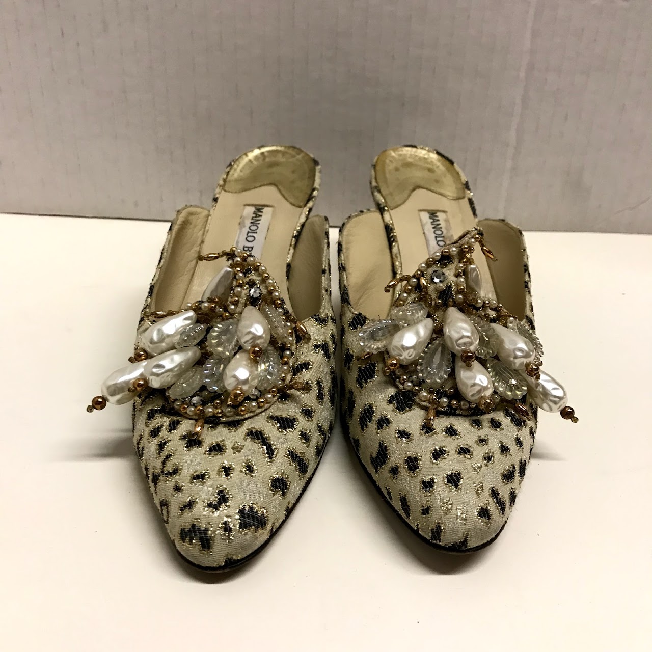 Manolo Blahnik Cheetah Mules