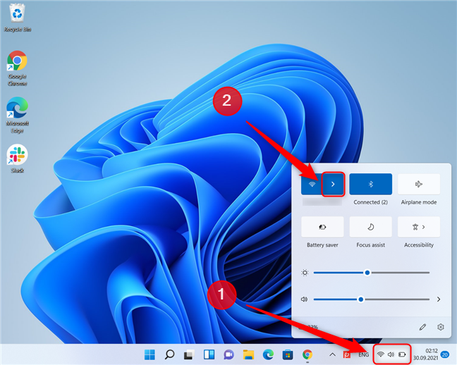 Open the network list from Quick Settings