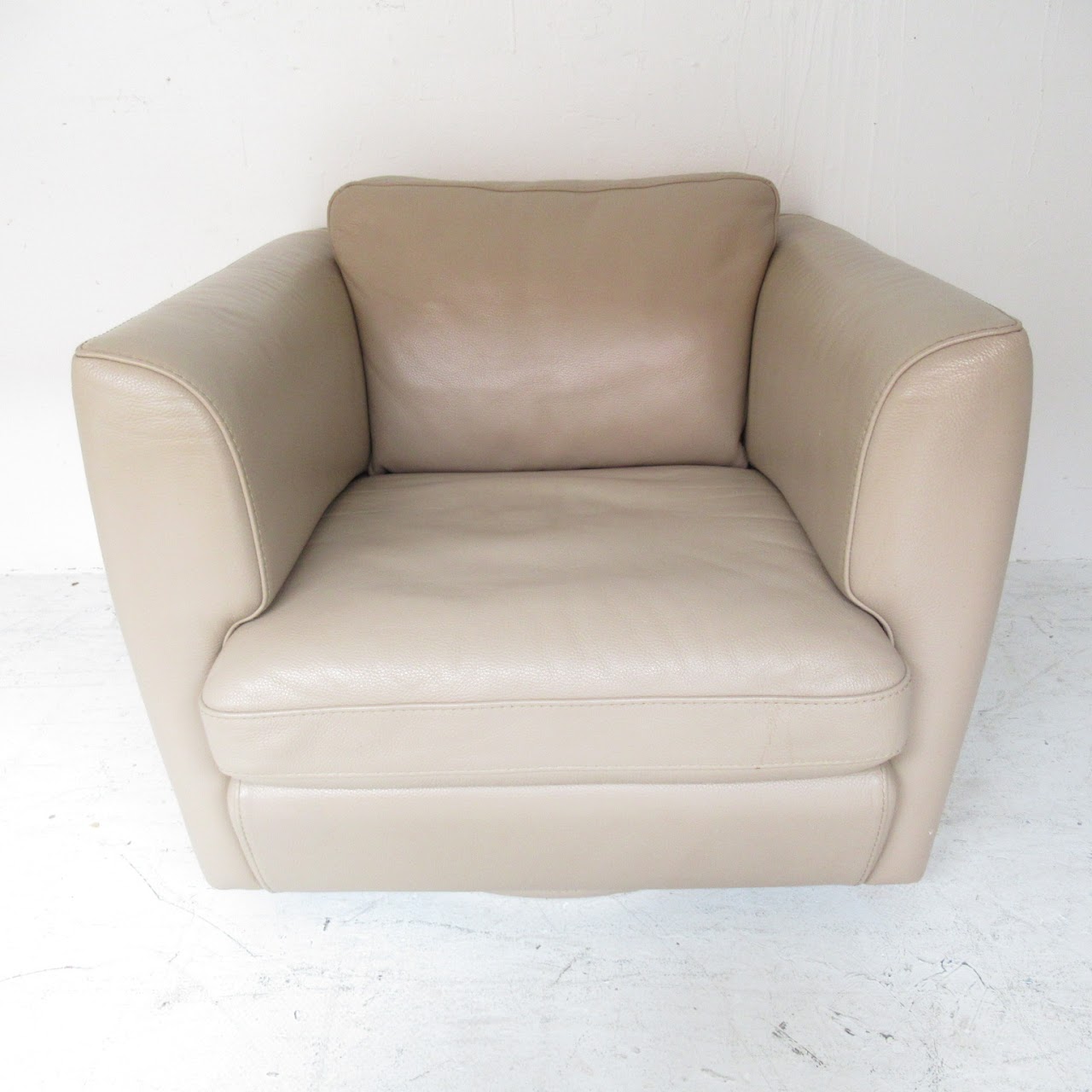 Roche Bobois Swivel Leather Armchair