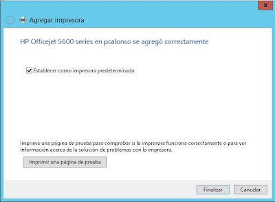 Instalar impresora compartida en equipo de red desde equipo con Windows Server 2012