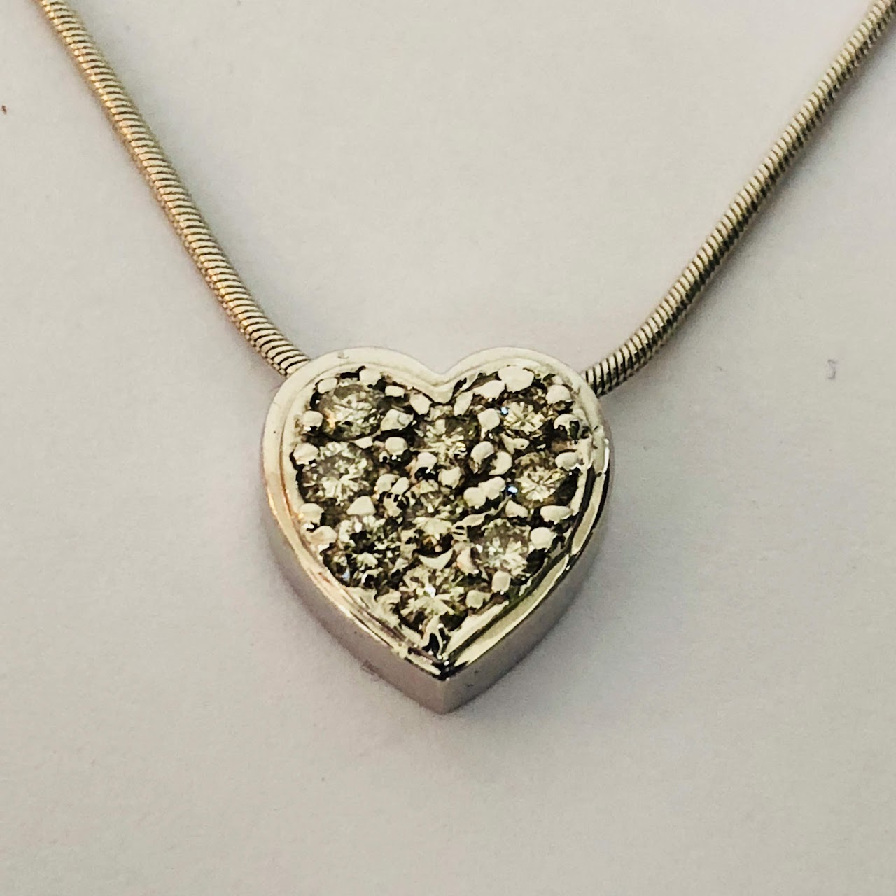 14K White Gold and Diamond Pendant Necklace