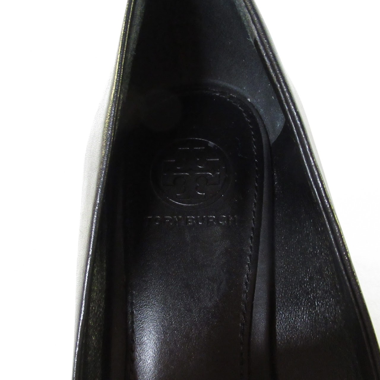 Tory Burch NEW Black Leather Low Wedges