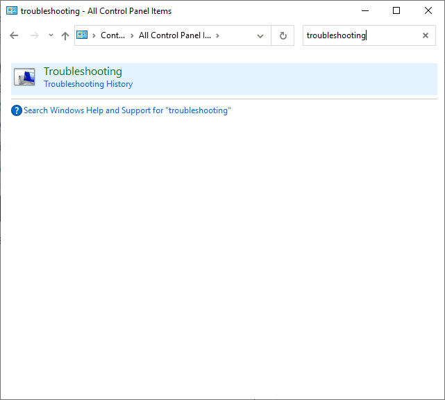 Ahora, busque la opción Solución de problemas usando el menú de búsqueda.  Cómo reparar el código de error 0x80004005