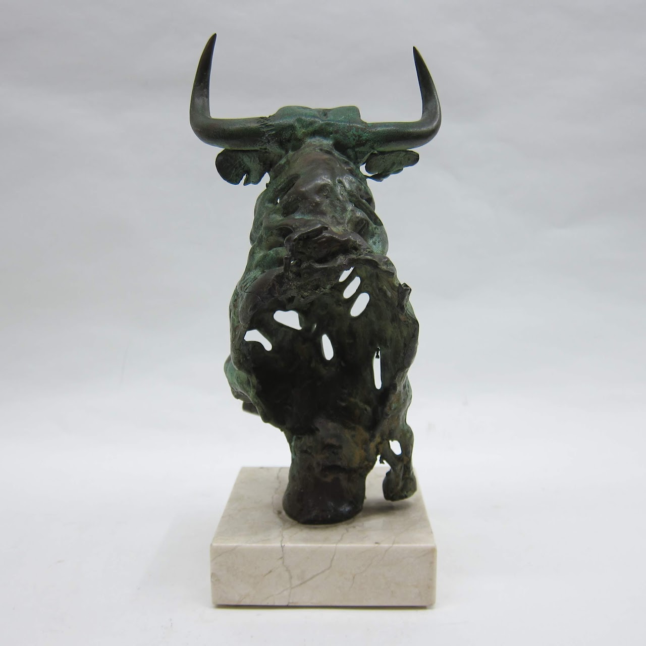 Signed Bronze Bull Figure