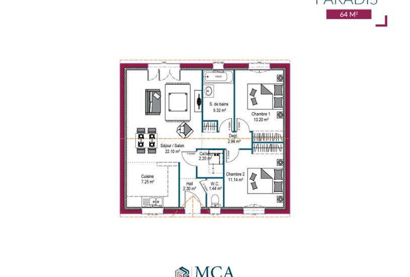  Vente Terrain + Maison - Terrain : 400m² - Maison : 64m² à Le Barp (33114) 