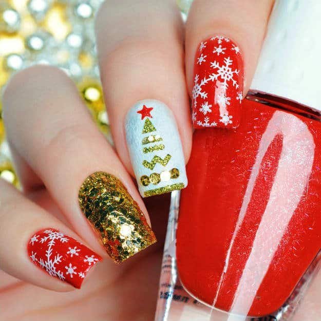 Easy and Pretty Snowflake Nail Art - Fashionre