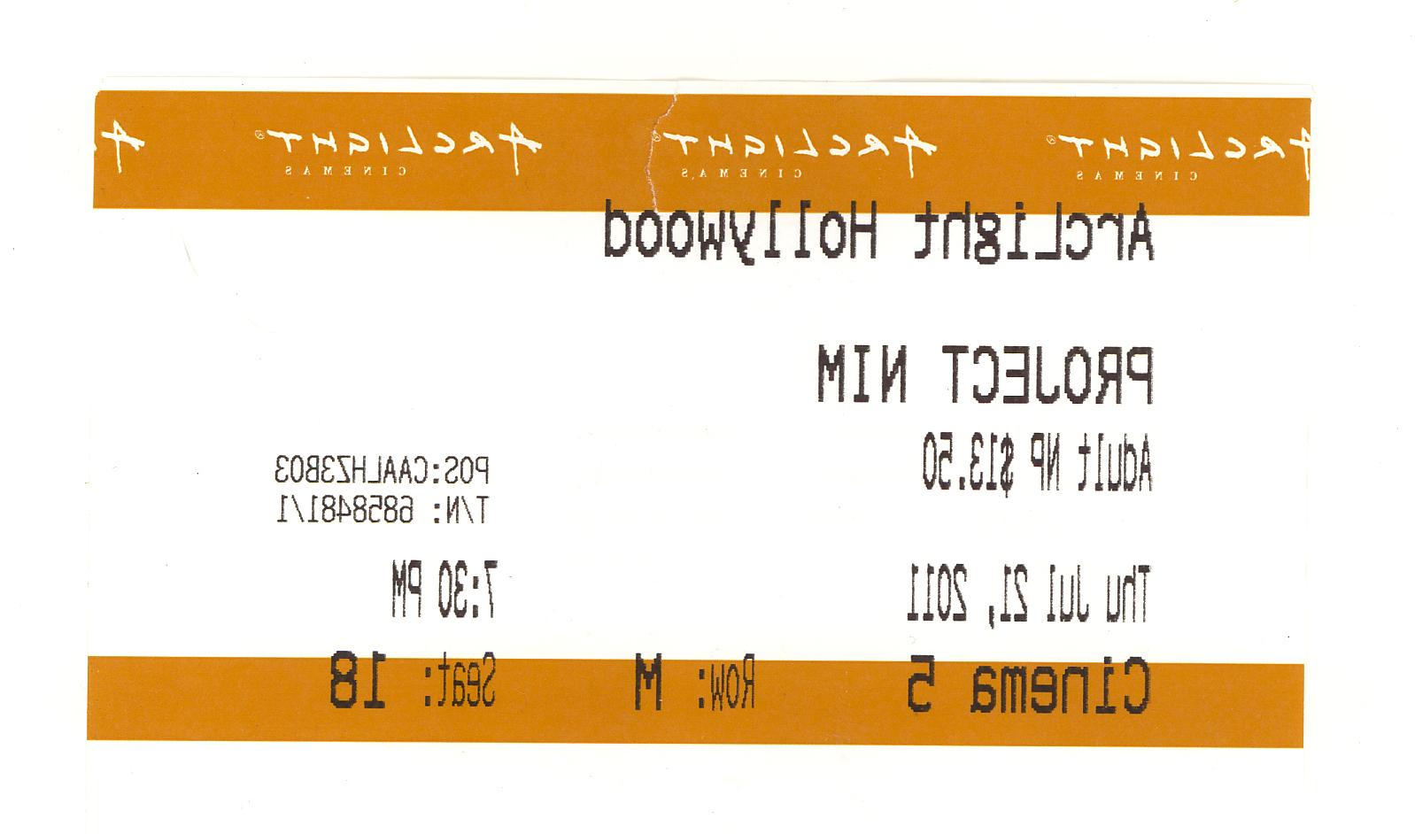 Project Nim movie ticket stub