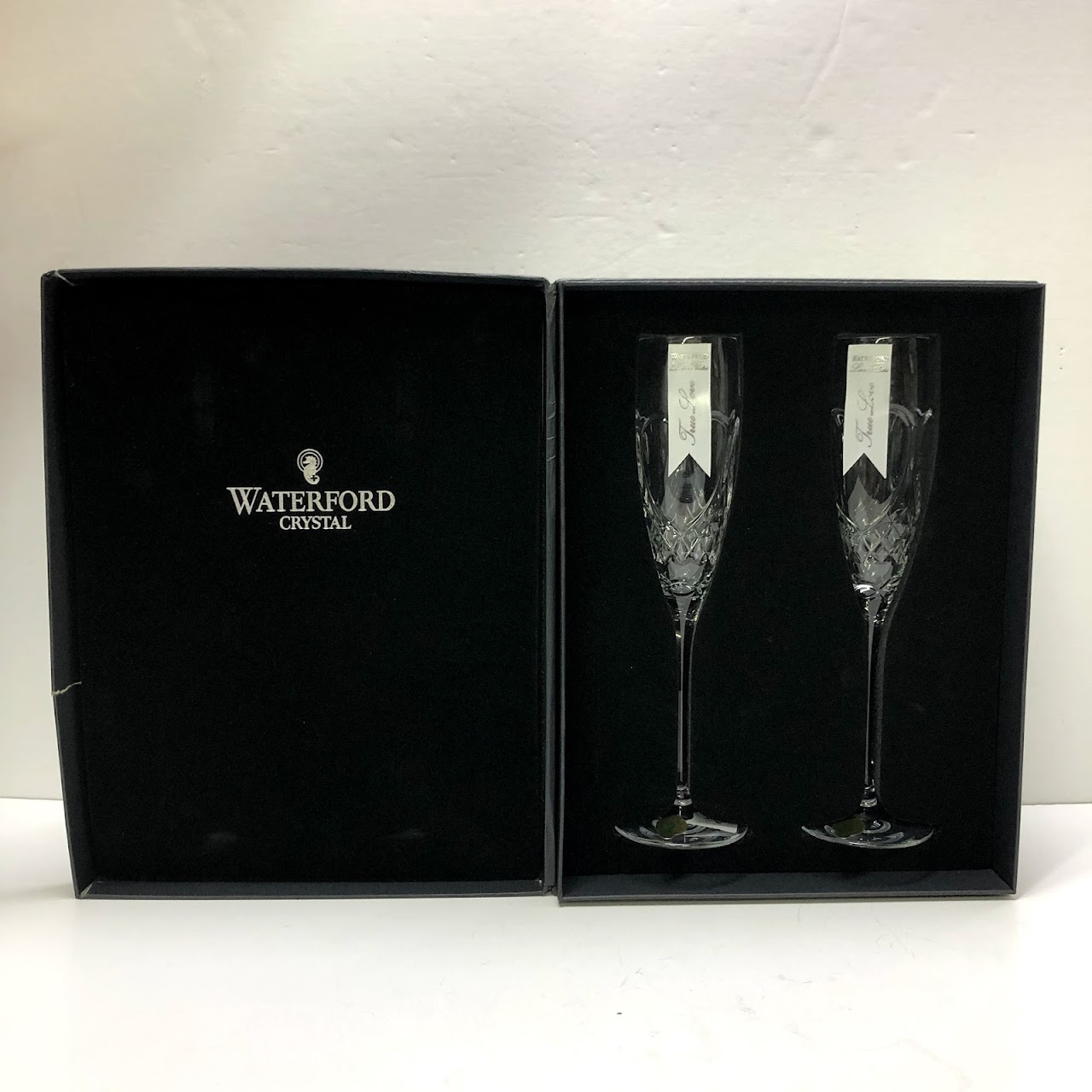 Waterford True Love Set of 2 Lead Crystal Champagne Flutes