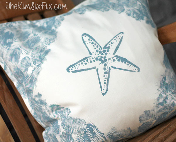 Sea shell stamped starfish pillow