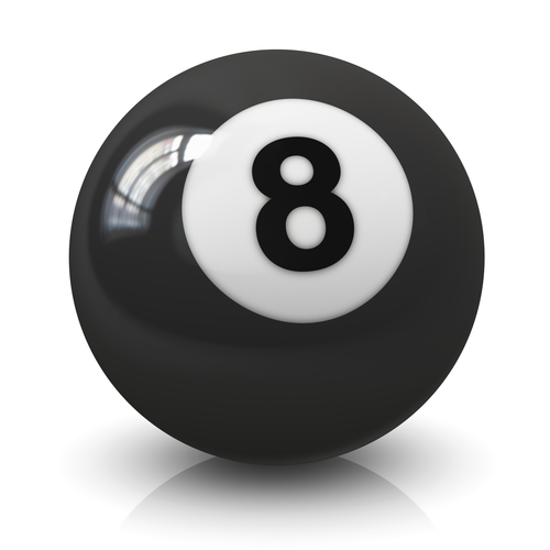 a black 8 ball used in billiard sport