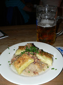 german dumplings and a liter of beer