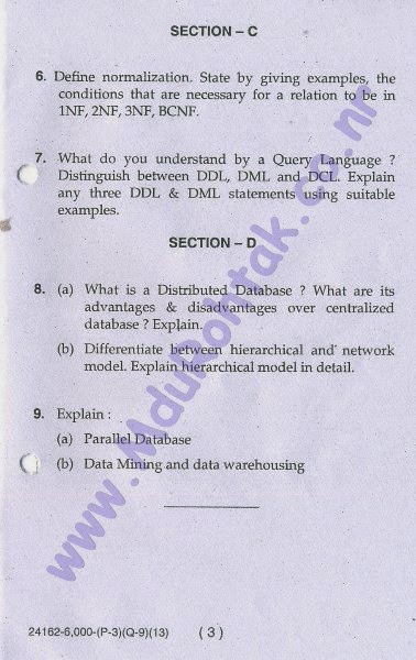 Database Management System Dbms May 2013 B Tech 4th Semester Question Paper Database Management System Dbms May 2013 B Tech 4th Semester Question Paper