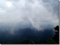 Fog rolling in at Albert Mountain Fire Tower