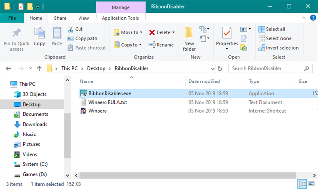 El contenido del archivo RibbonDisabler.zip