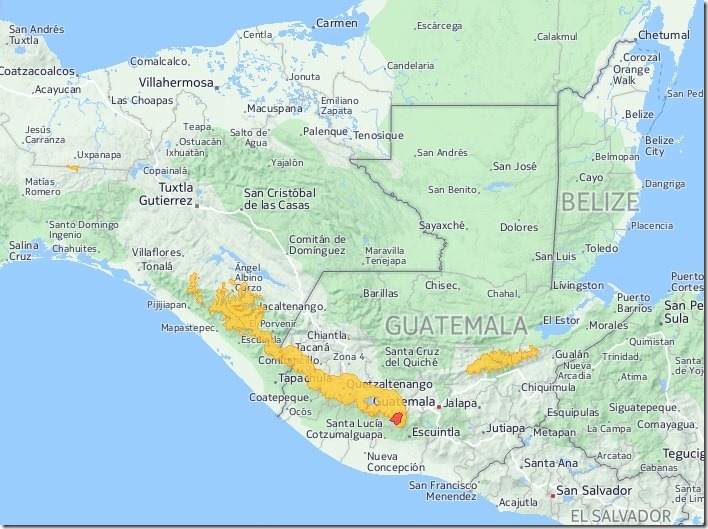 Oreophasis derbianus distribución