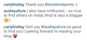 Comments on an Instagram post - lady with Ichthyosis getting in touch with me