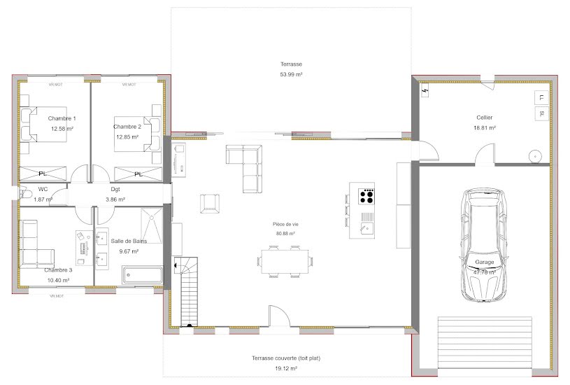  Vente Terrain + Maison - Terrain : 1 000m² - Maison : 190m² à La Réole (33190) 