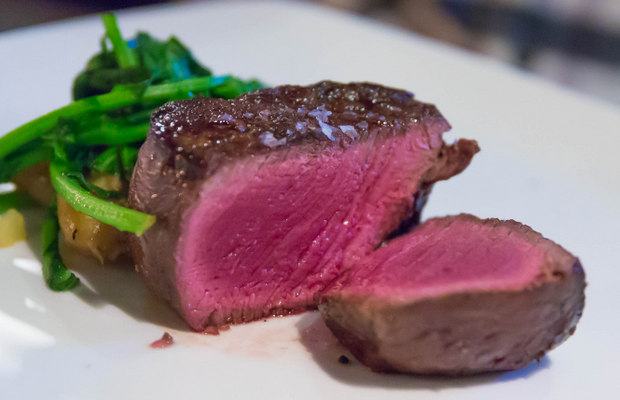 photo of a filet sliced to show the interior