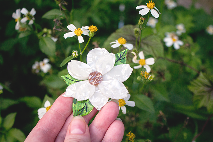 Erstwilder "Mississippi Marvel" Magnolia White Flower Resin Brooch | Lavender & Twill