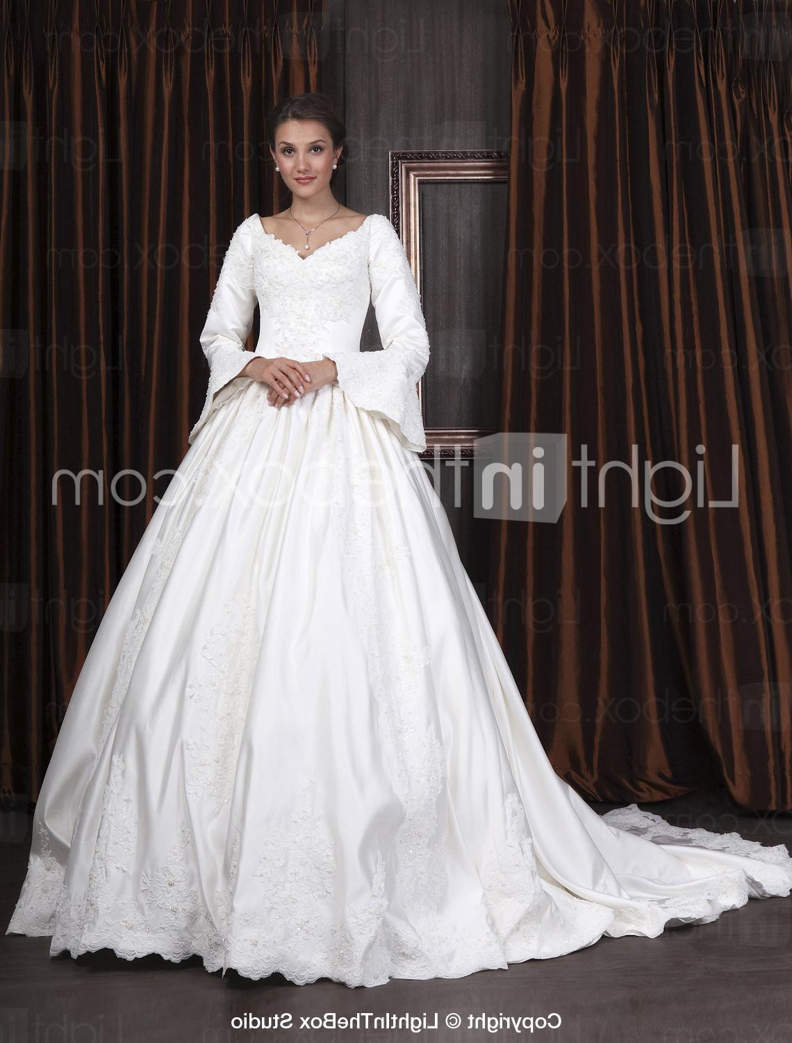 Ball Gown V-neck Long Sleeve