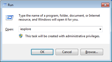 open internet explorer from run window