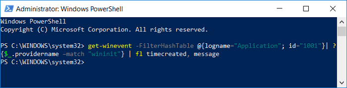 Para leer Chkdsk inicie sesión en PowerShell