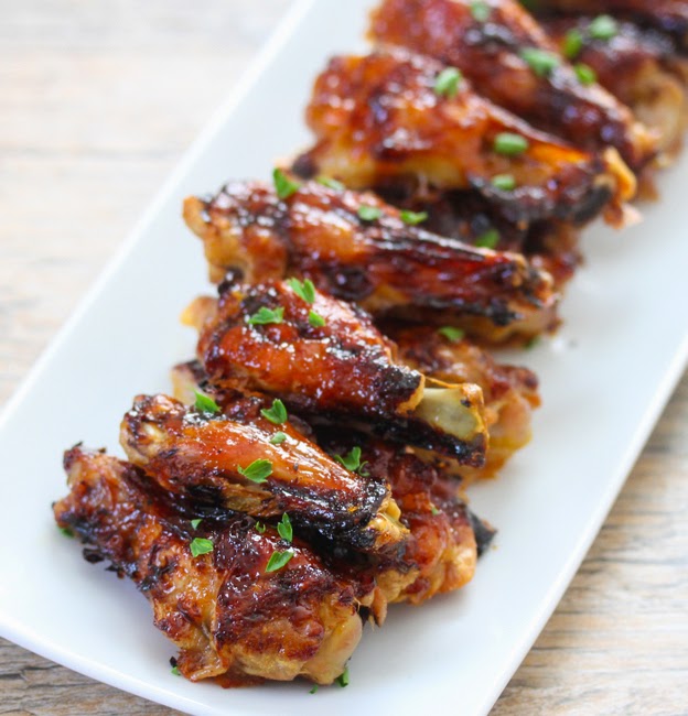 photo of chicken wings lined up on a plate