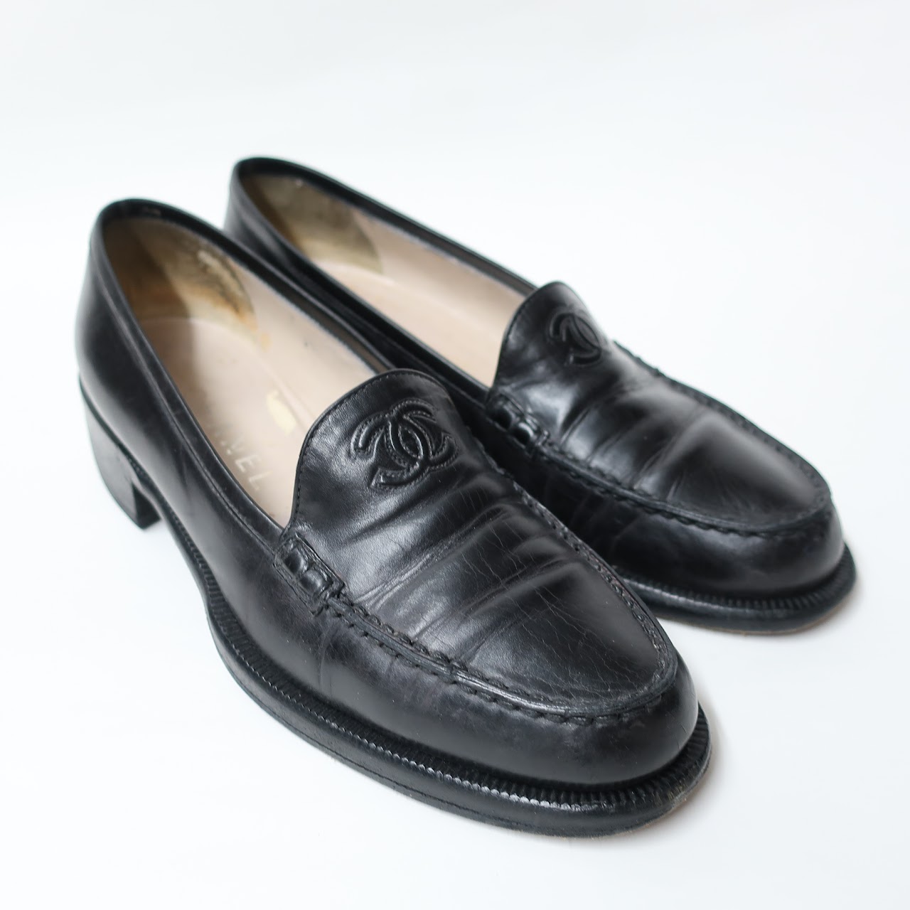 Chanel Black Leather Loafers