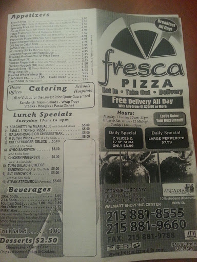 Pizza Restaurant «Fresca Pizza», reviews and photos, 1000 Easton Rd, Wyncote, PA 19095, USA