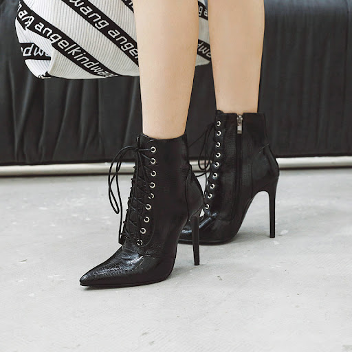 Title 8, Red patent leather high heel boots for women, d...