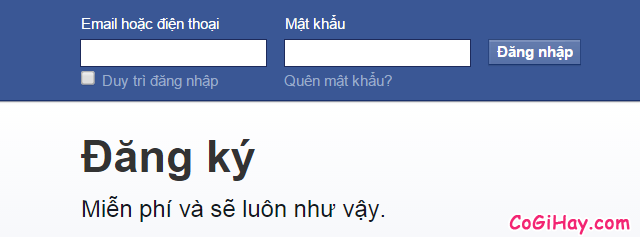 đăng nhập facebook